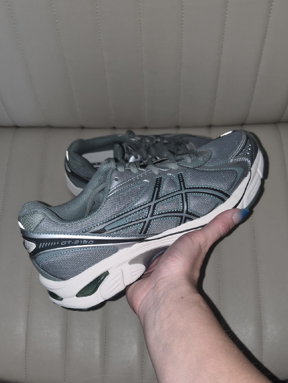 Asics Men's Running Sneakers 8 in Green and Silver